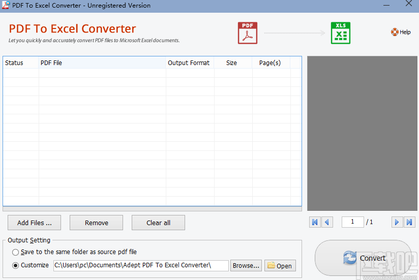 Adept PDF to Excel Converter(PDF转Excel转换器)