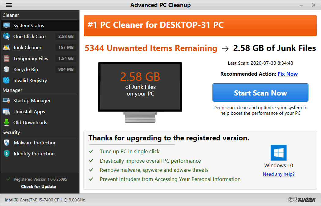 Advanced PC Cleanup下载-电脑垃圾清理工具 v1.0.0