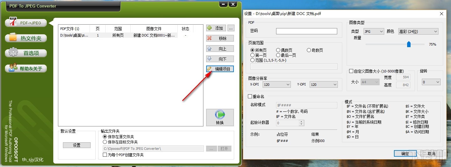 PDF To JPEG Converter(PDF转图片工具)