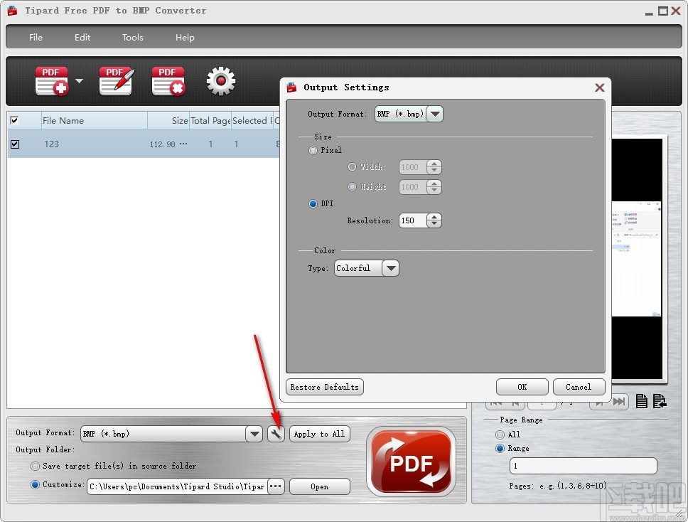 Tipard Free PDF to BMP Converter(PDF转BMP工具)