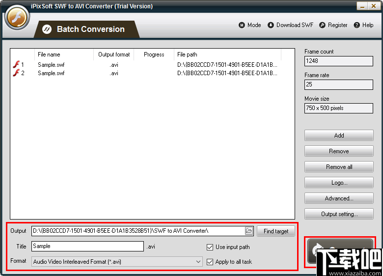 iPixSoft SWF to AVI Converter(SWF到AVI转换器)