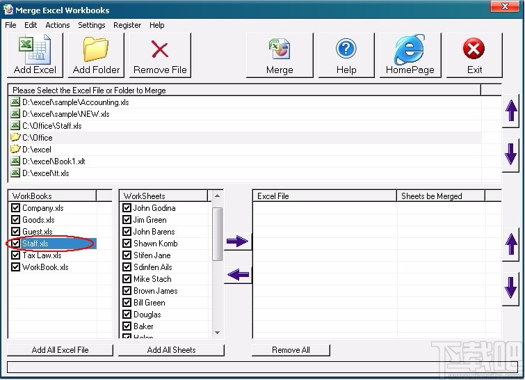 Merge Excel Workbooks(Excel合并软件)