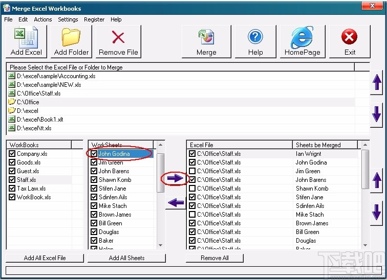 Merge Excel Workbooks(Excel合并软件)