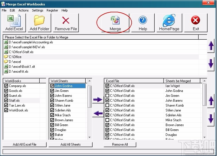 Merge Excel Workbooks(Excel合并软件)