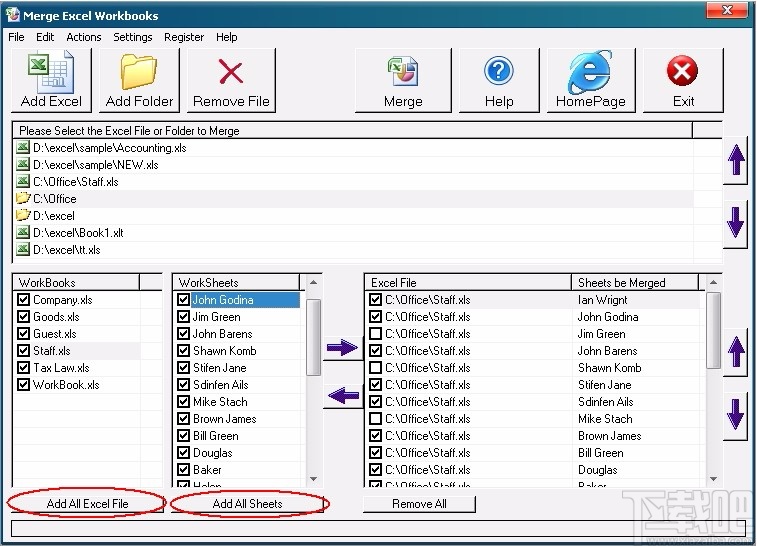 Merge Excel Workbooks(Excel合并软件)