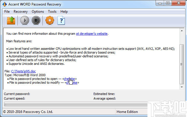 Accent WORD Password Recovery(WORD密码恢复)