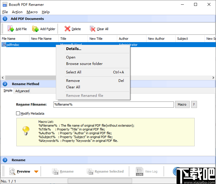 Boxoft pdf Renamer(PDF文件重命名软件)