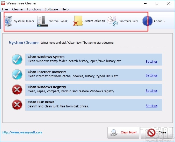 Weeny Free System Cleaner(系统垃圾清理工具)