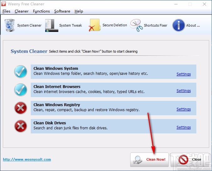 Weeny Free System Cleaner(系统垃圾清理工具)