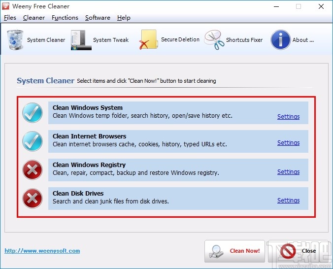 Weeny Free System Cleaner(系统垃圾清理工具)