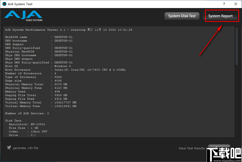 AJA System Test(硬盘测速工具)