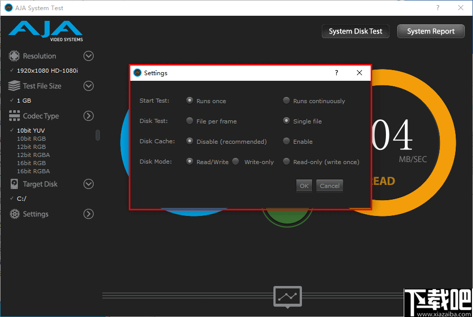 AJA System Test(硬盘测速工具)