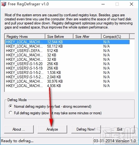 Free RegDefrager(注册表碎片清理软件)
