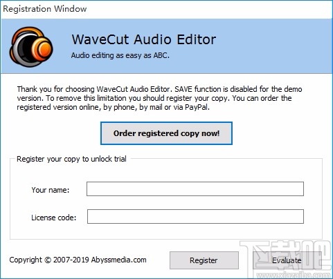 Abyssmedia WaveCut Audio Editor(音频编辑软件)