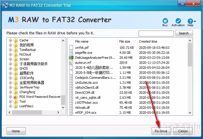 M3 RAW To FAT32 Converter(硬盘驱动器修复工具)