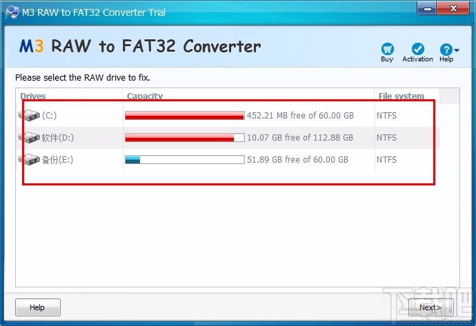 M3 RAW To FAT32 Converter(硬盘驱动器修复工具)