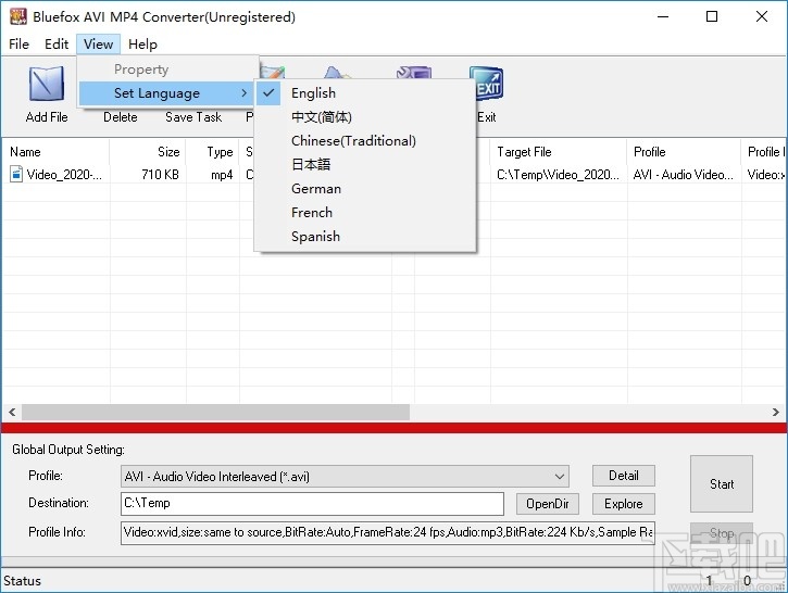 Bluefox AVI MP4 Converter(AVI转MP4)