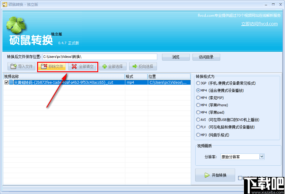 6,选中需要转换的视频文件之后,在右侧的面板中选择适合的格式,每一个