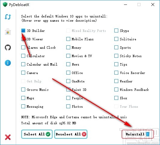 PyDebloatX(卸载win10默认应用)