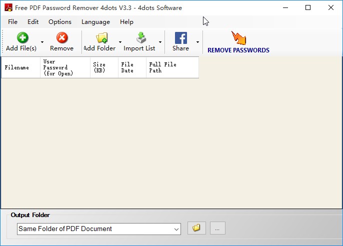 Free PDF Password Remover 4dots去除PDF密码的方法