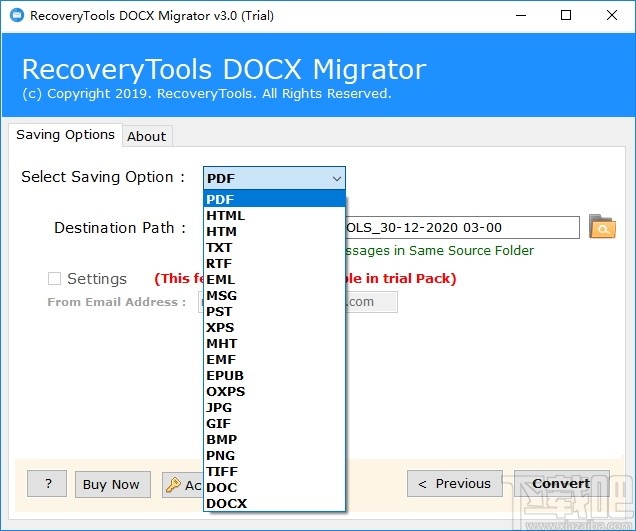 RecoveryTools DOCX Migrator(DOCX文件转换器)