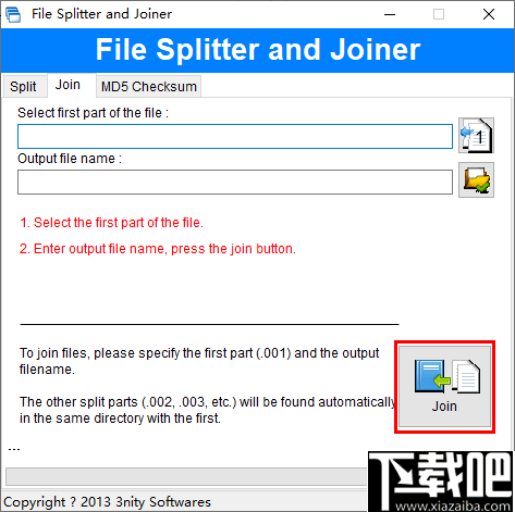 File Splitter and Joiner(文件分割合并工具)