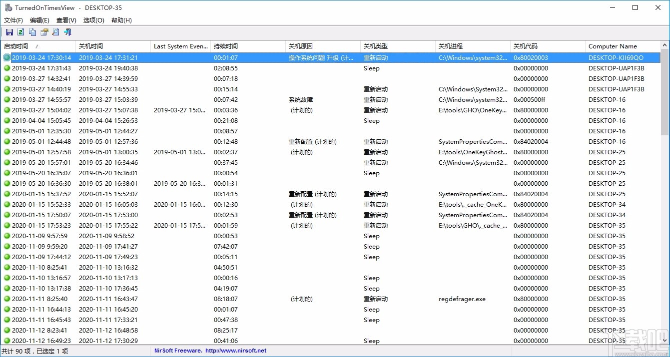 TurnedOnTimesView(电脑开关机记录查询软件)