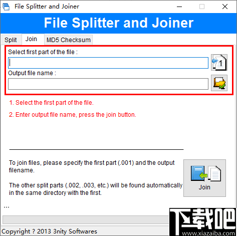 File Splitter and Joiner(文件分割合并工具)