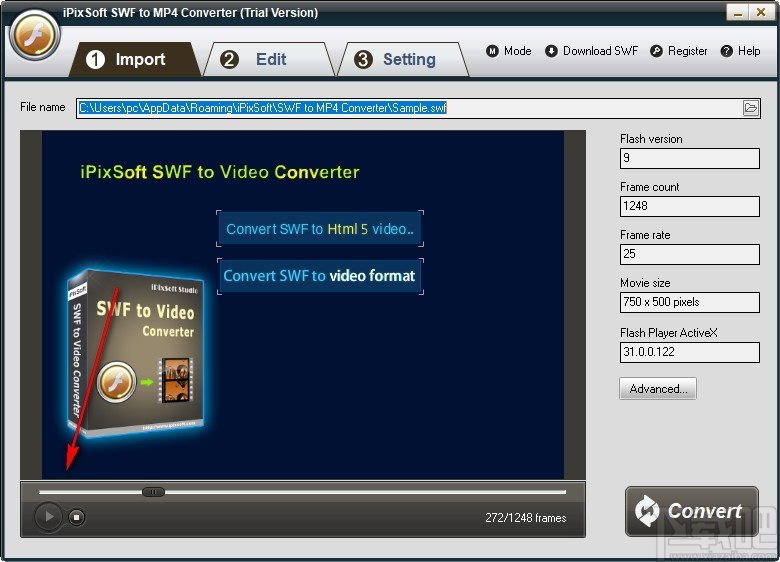 iPixSoft SWF to MP4 Converter(SWF转MP4软件)