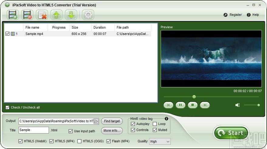 iPixSoft Video to HTML5 Converter(HTML5视频转换器)