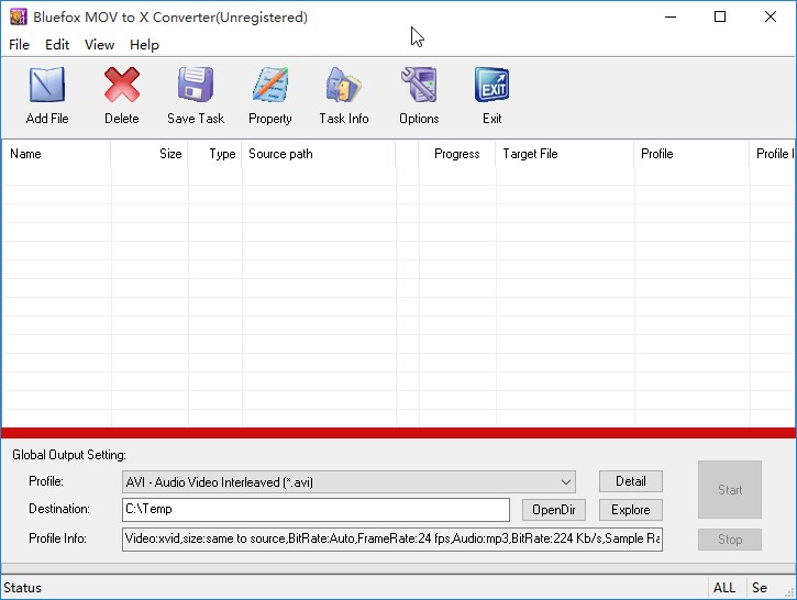 Bluefox MOV to X Converter转换mov视频格式的方法