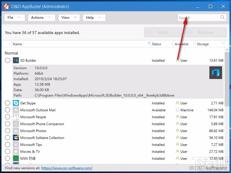 O&O AppBuster(win10应用删除软件)
