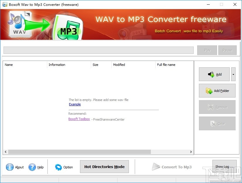 Boxoft WAV to MP3 Converter(Wav到MP3转换器)