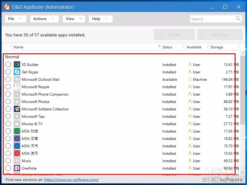O&O AppBuster(win10应用删除软件)