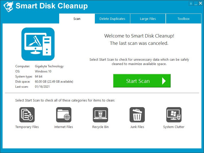 Smart Disk Cleanup扫描删除垃圾文件的方法