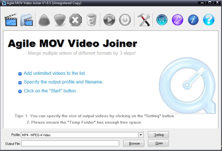 Agile MOV Video Joiner合并视频文件的方法