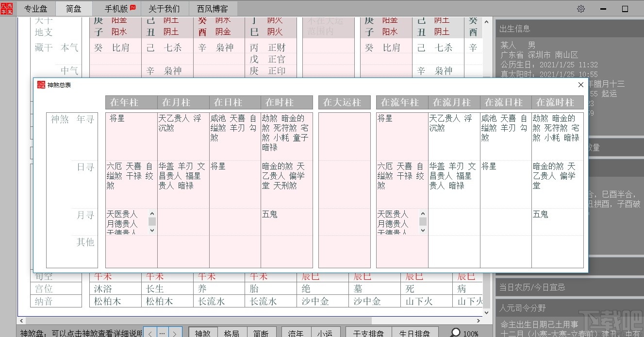 西风四柱八字排盘系统