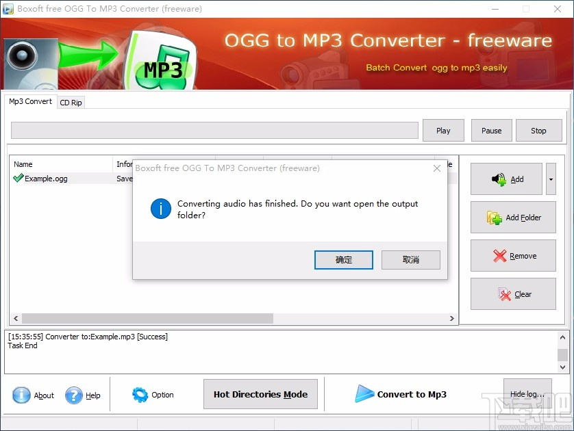 Boxoft free Ogg to MP3 Converter(Ogg到MP3转换器)