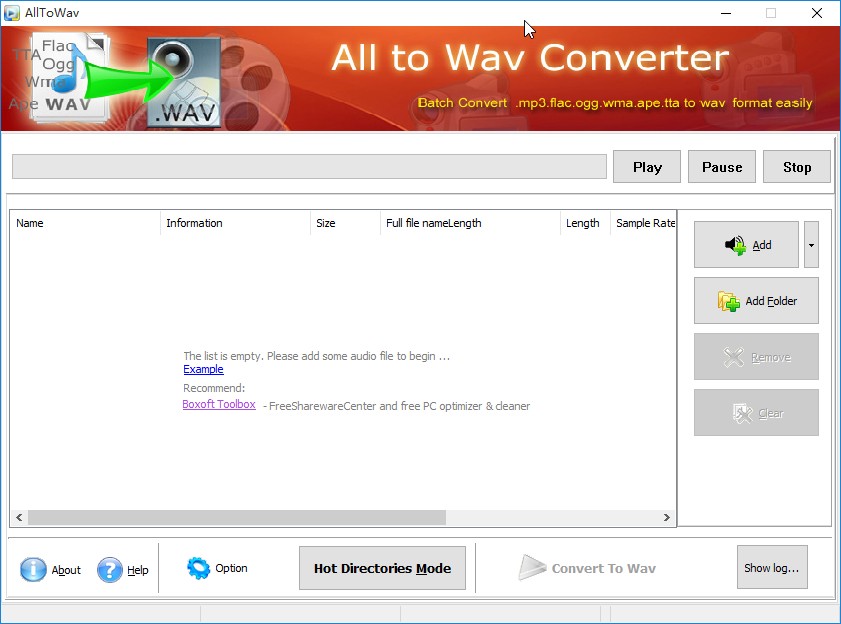 Boxoft All to Wav Converter转换WAV音频文件的方法