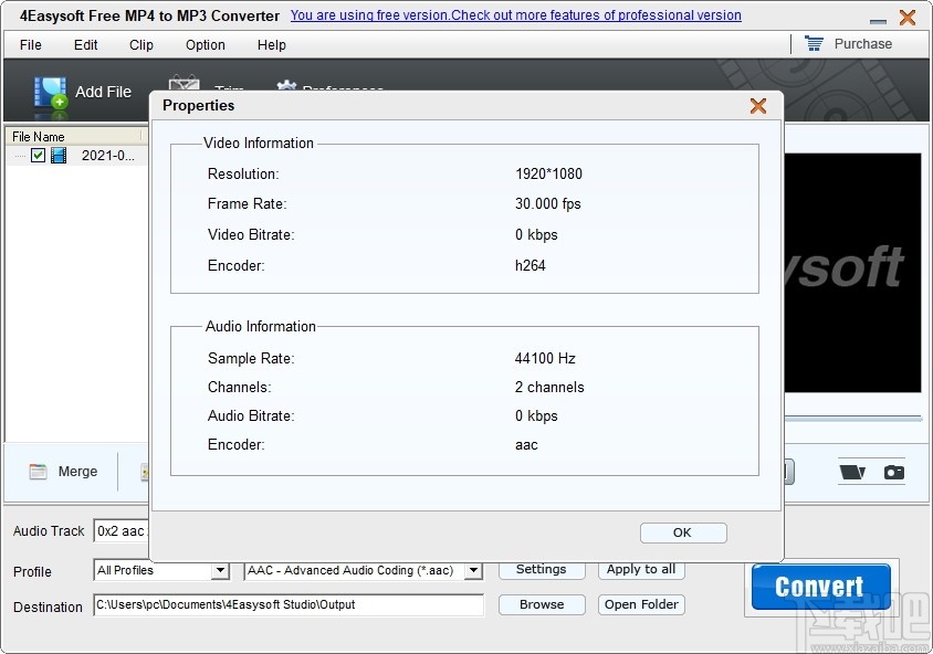 4Easysoft Free MP4 to MP3 Converter(视频转音频)