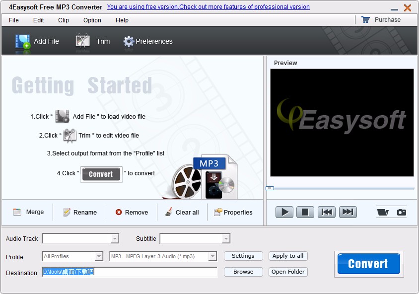 4Easysoft Free MP3 Converter转换音频格式的方法