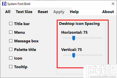 System Font Bold(系统字体设置之图标间距设置工具)