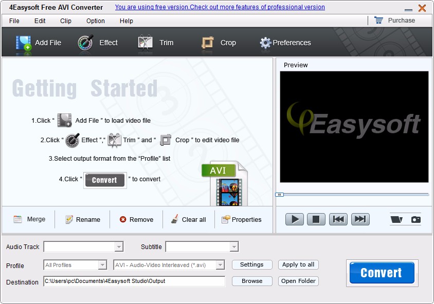 4Easysoft Free AVI Converter裁剪视频画面的方法