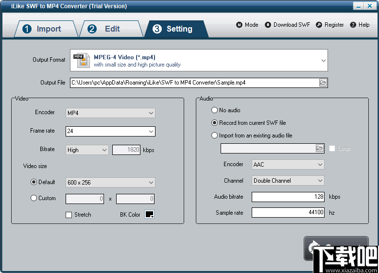 iLike SWF to MP4 Converter(SWF转MP4转换器)