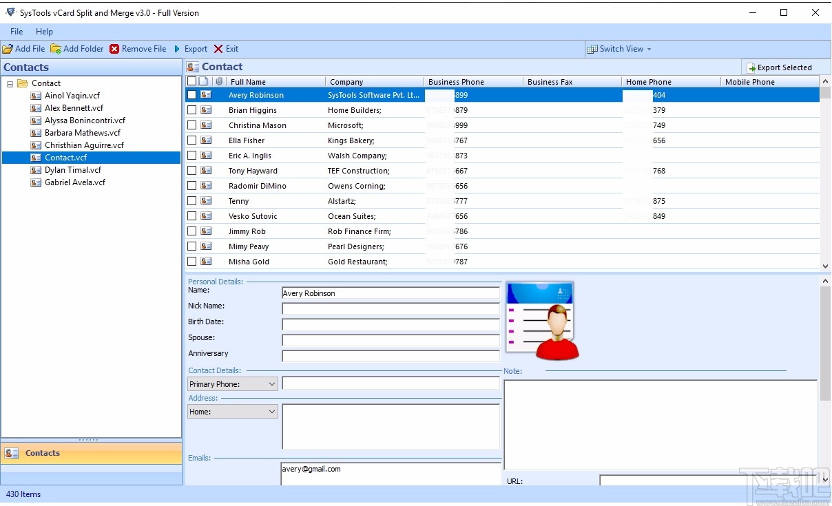 SysTools vCard Split and Merge(vCard分割合并软件)