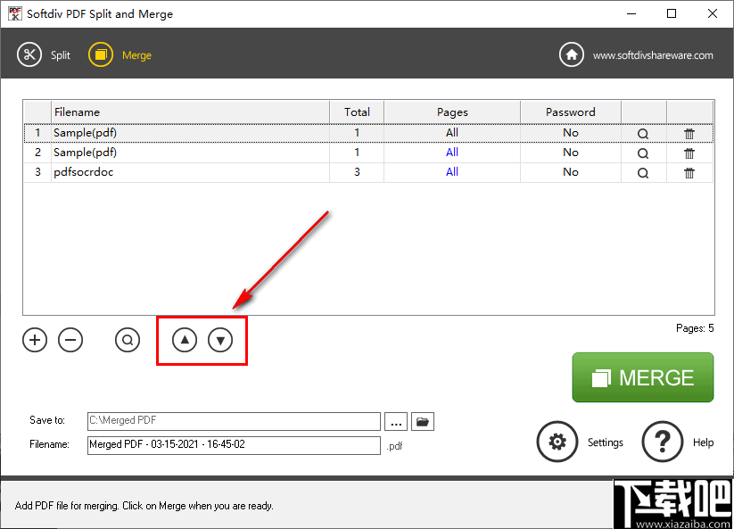 Softdiv PDF Split and Merge(PDF拆分合并工具)