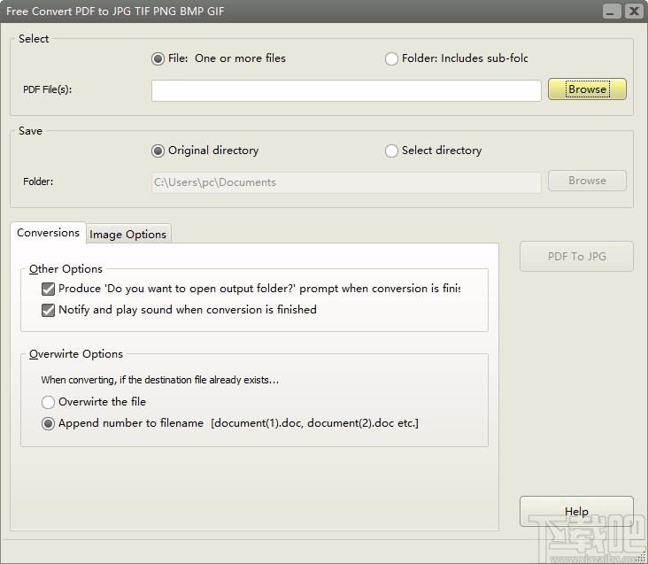 Free Convert PDF to JPG TIF PNG BMP GIF(免费PDF转图片转换器)