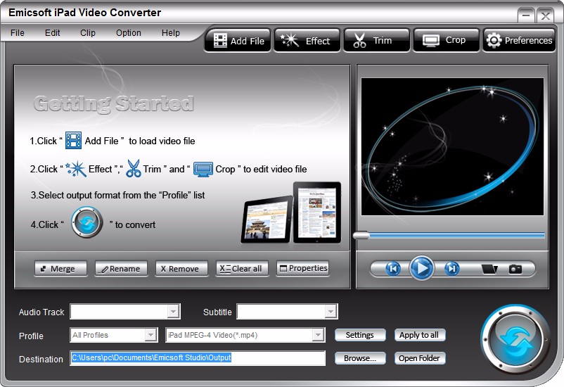 Emicsoft iPad Video Converter设置默认保存位置的方法