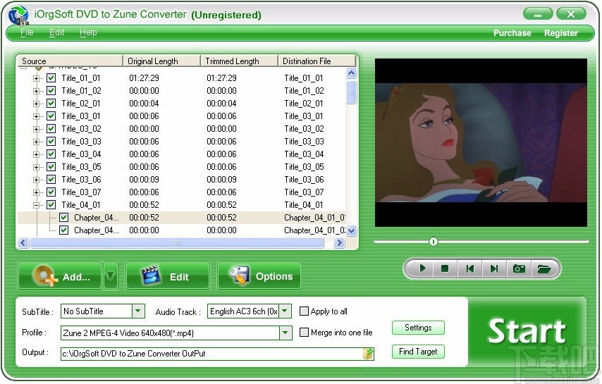 iOrgSoft DVD to Zune Converter(DVD转Zune视频格式转换器)