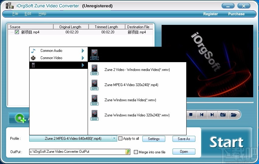 iOrgSoft Zune Video Converter(Zune视频格式转换器)